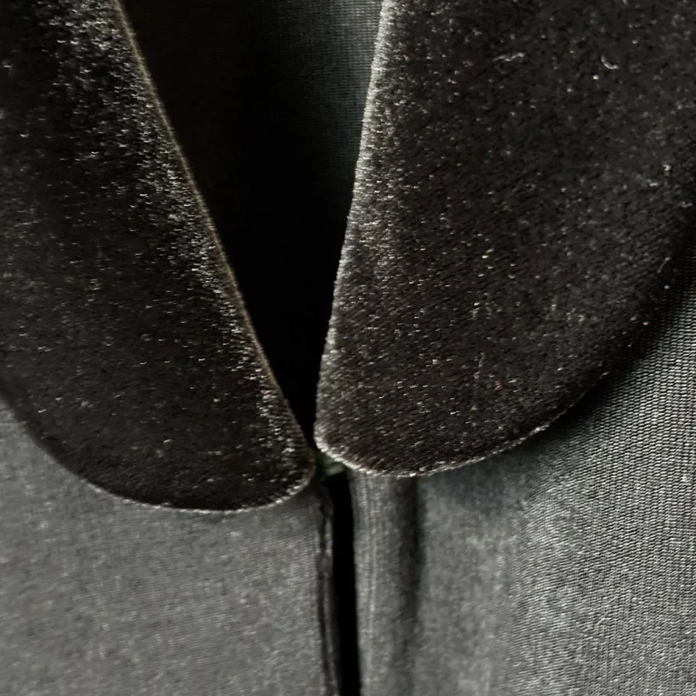 Chico's Travelers Size 2 Large Velvet Trim Black Open Front Cardigan office